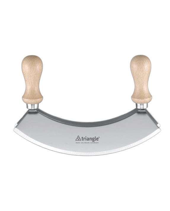 triangle Wiegemesser zweischneidig mit Holzgriff aus Buche und 18 17,5 cm Klinge mittel mittelgroß Holzgriff zweischneidig doppelt zwei Klingen handgemacht Made in Germany Solingen