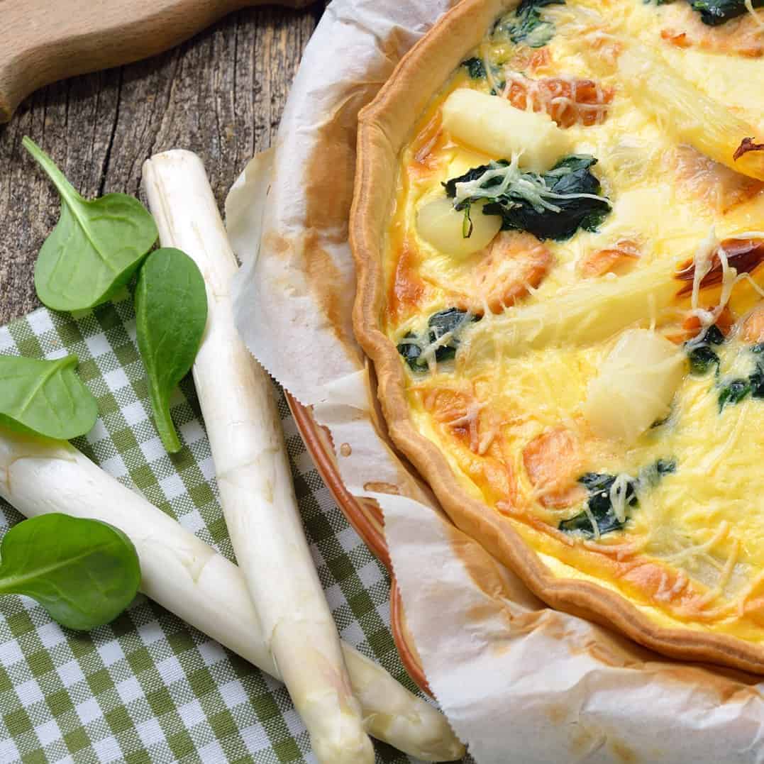 asparagus salmon quiche